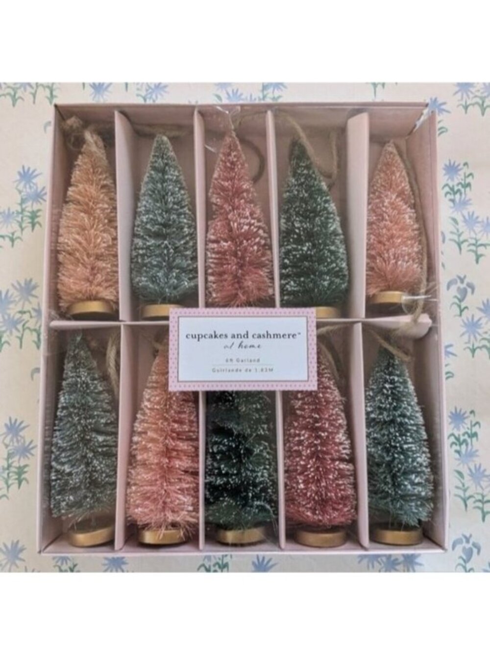 Cupcakes and Cashmere Bottlebrush Christmas Tree Garland NEW Pink Green Pastel
